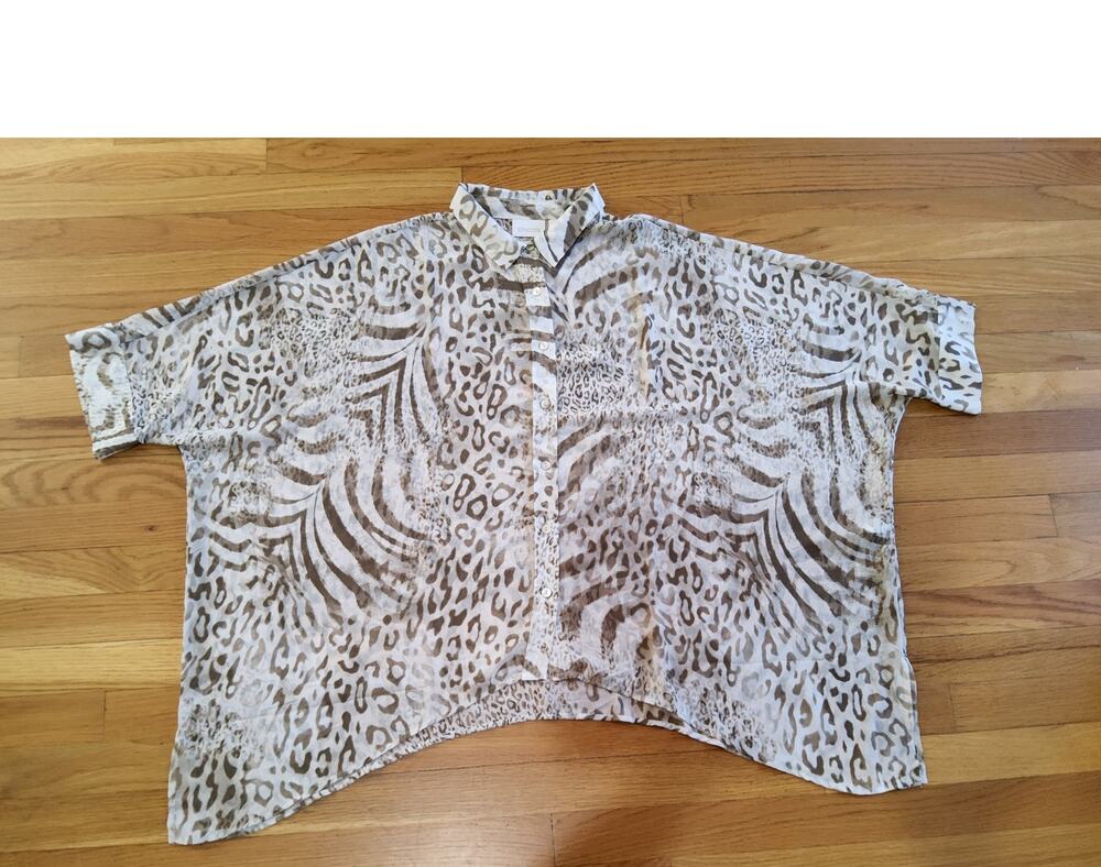 Chicos Sheer Animal Top 3